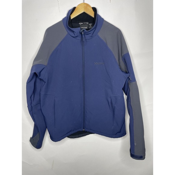 Marmot Jacket Mens XL Gravity Fleece-Lined Softshell Full Zip Blue Grey - Picture 1 of 11